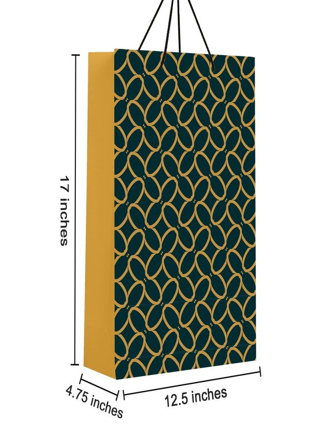 PaperPep Golden Abstract Ornamental Print 12.5"X4.75"X17" Gifting Paper Bag | Ideal for Return Gifts, Presents, Weddings, Birthday, Holiday Presents, Celebrations | Pack of 6 - Image 3